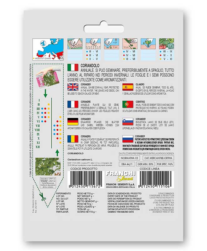 Začinsko bilje Korijander seme 10 kesica Franchi Sementi Virimax - dodatni pogled