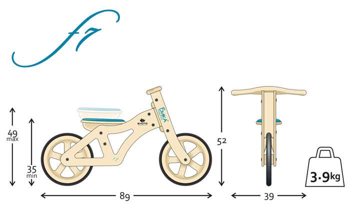 Bika F7 Ekološki Drveni Bicikl - plavi - dodatni pogled