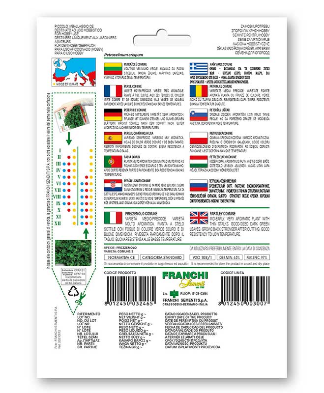 Začinska biljka Peršun domaći lišćar - seme 10 kesica Franchi Sementi Virimax - dodatni pogled