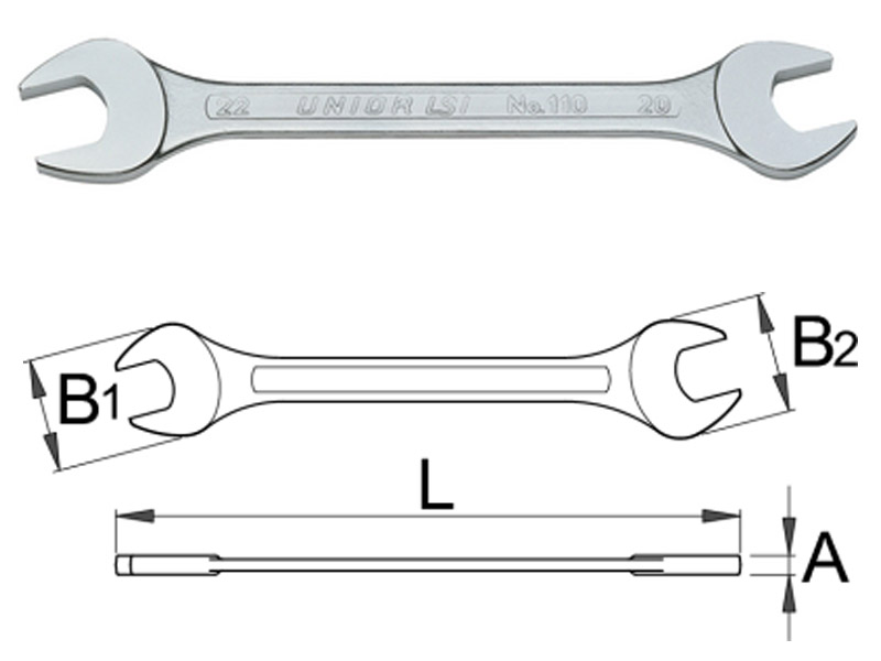 UNIOR Ključ viljuškasti dvostrani 110/2, 22x24mm hromiran, mat, 600142 103822 - dodatni pogled