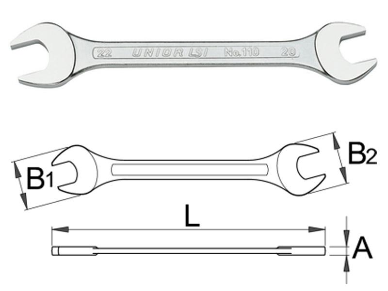 UNIOR Ključ viljuškasti dvostrani 110/1, 17x19mm hromiran art. 600083 839167 - dodatni pogled