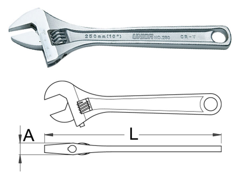 UNIOR Ključ podesivi sa pužem - 250/1, 380/0-43mm hromiran, art. 601019 395081 - dodatni pogled