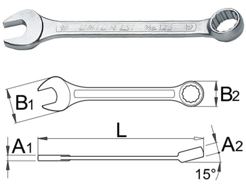 UNIOR Ključ viljuškasto-obručni kratki - 125/2, 7mm hromiran, mat, 512802 602100 - dodatni pogled