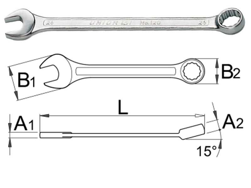 UNIOR Ključ viljuškasto-obručni dugi - 120/1, 24mm hromiran, art. 600375 777525 - dodatni pogled