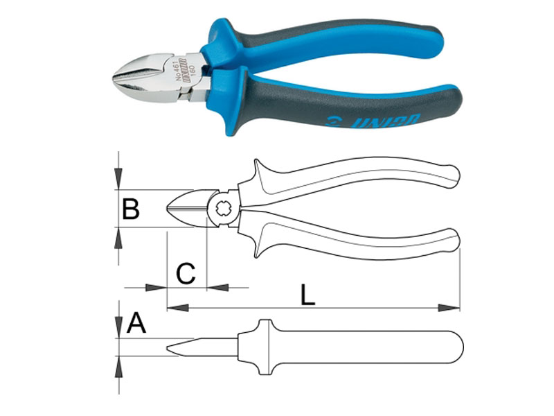 UNIOR Klešta štip bočna plastična ručka, 140 mm, art. 461BI 607883 - dodatni pogled