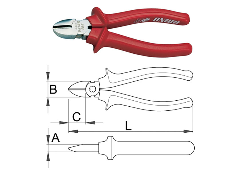 UNIOR Klešta štip, hromirana, 160mm, art. 461VDE - dodatni pogled