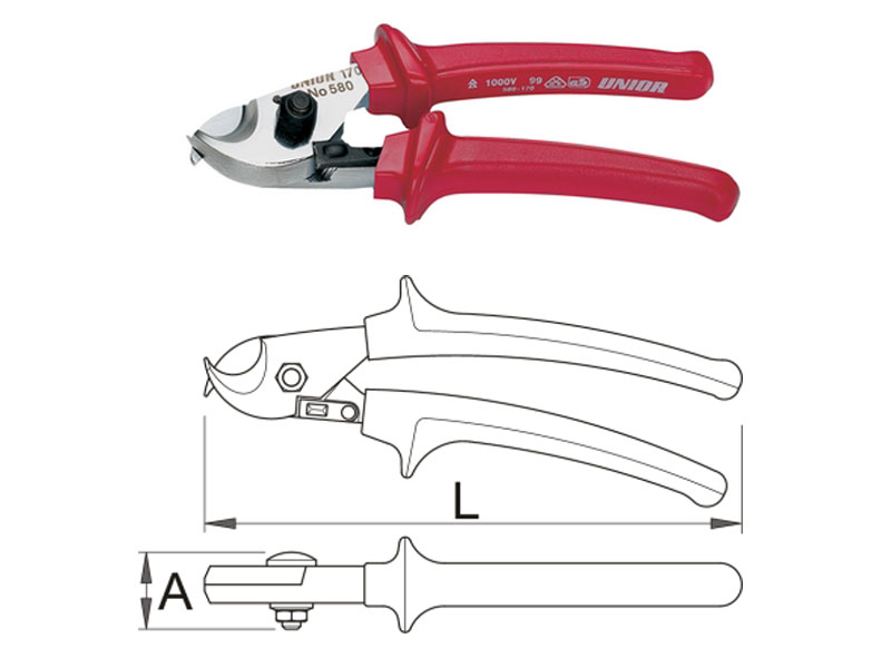 UNIOR Klešta štip bočna za kabal, hromirana, 170/10mm, art. 580VDE 608502 - dodatni pogled