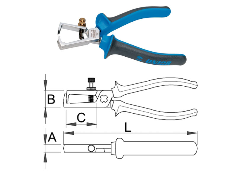 UNIOR Klešta za skidanje izolacije, obična, hromirana, 160/0.6-10 mm, PVC drška art. 478BI 607882 - dodatni pogled
