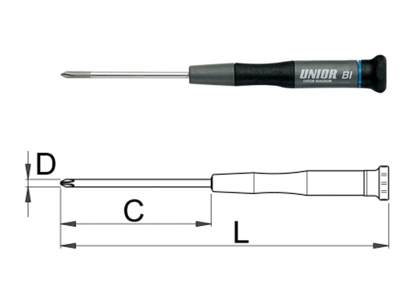 UNIOR odvijač za elektroniku PH000, 153/60 mm, art. 615E 608304 - dodatni pogled