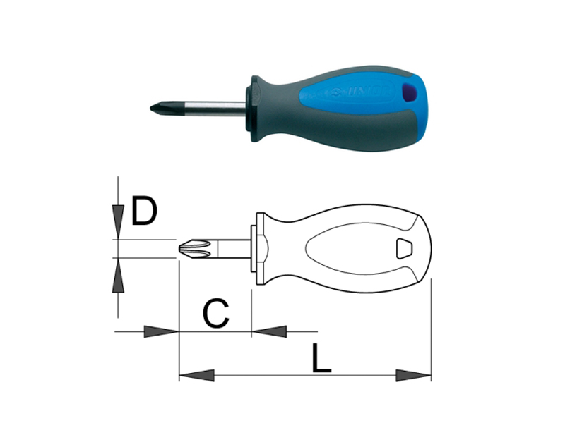 UNIOR odvijač krstasti kratki PH 0, 87/25 mm, TBI ručka, art. 626TBI 612829 - dodatni pogled