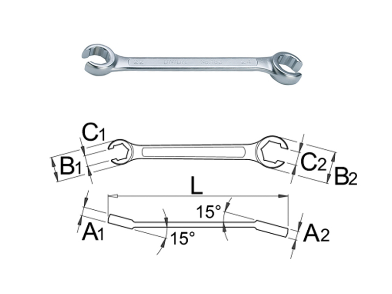 UNIOR Obručni ravni ključ, dvostrani otvoreni, 10x11 mm, art. 183 498204 612702 - dodatni pogled