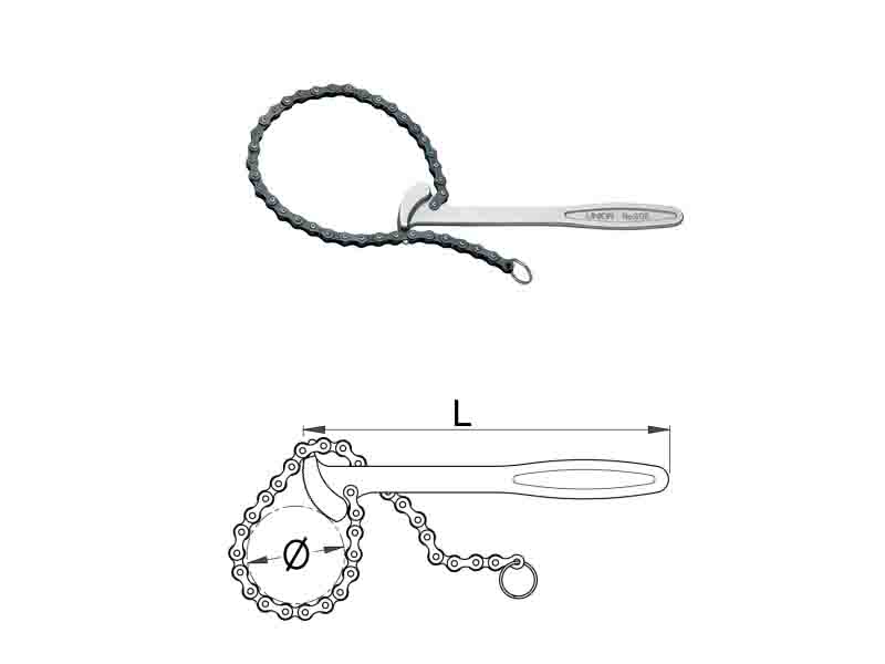UNIOR Ključ za filtere s lancem 280mm FI 60-140mm Art. 206 601025 729833 - dodatni pogled