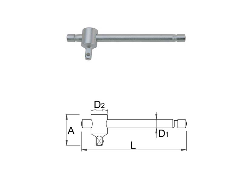 UNIOR T-Ručica za nasadne ključeve 1/4 120mm, hromovan mat, art.188.3 600830 824488 - dodatni pogled