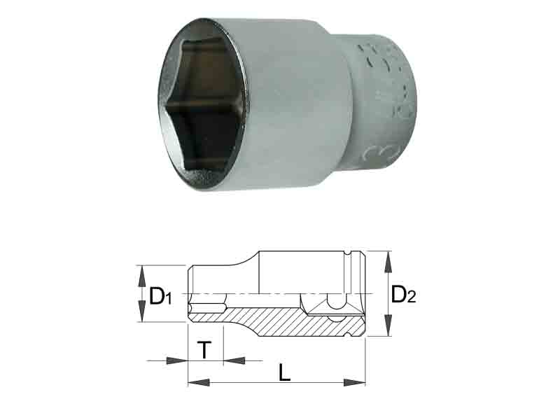 UNIOR Ključ nasadni 6-UGAONI 1/2 23mm, hromiran, art.190 600864 468533 - dodatni pogled