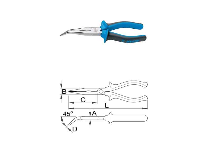 UNIOR Klešta telefonska ukrivljena - 200mm, HROMIRANE, art.512BI 607967 772067 - dodatni pogled
