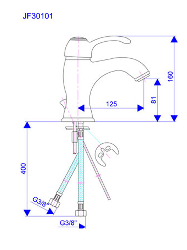 BATERIJA za lavabo JF30101 - dodatni pogled