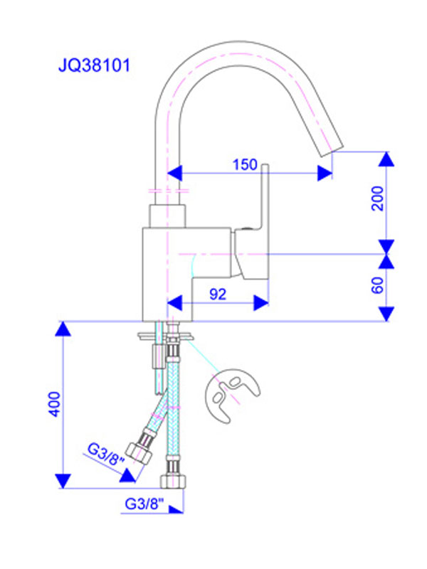 BATERIJA za sudoperu 2 cevi JQ38101 - dodatni pogled