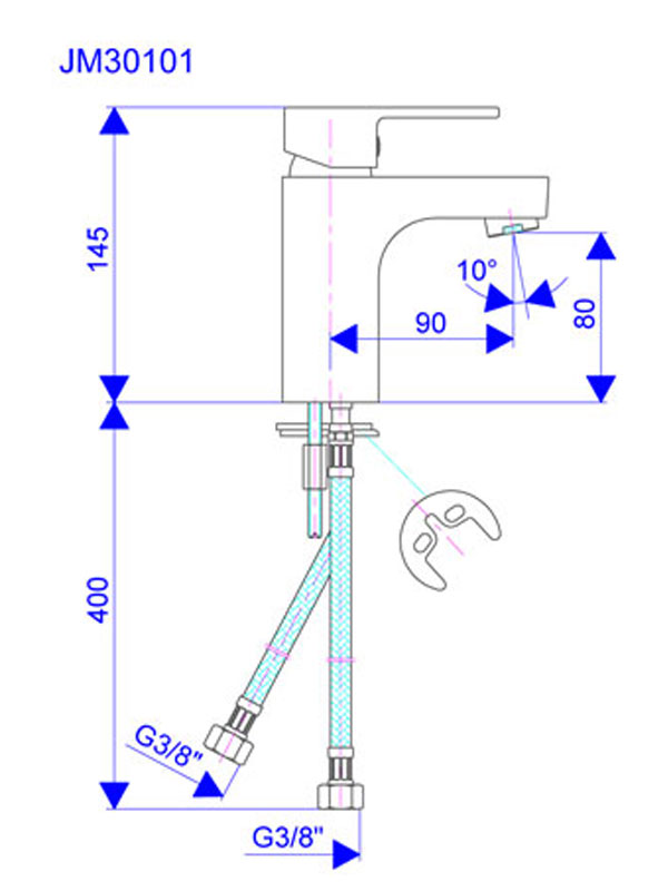 BATERIJA za lavabo JM30101 - dodatni pogled