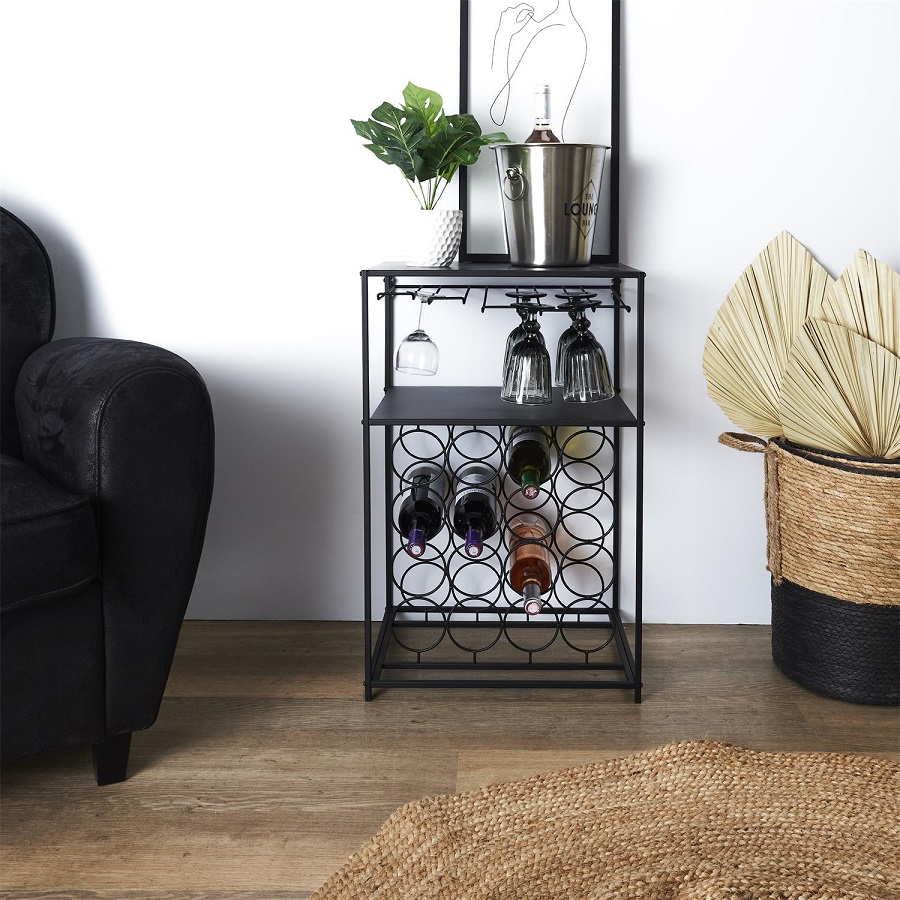 Mini bar Polica za vino sa držačem za čaše - dodatni pogled