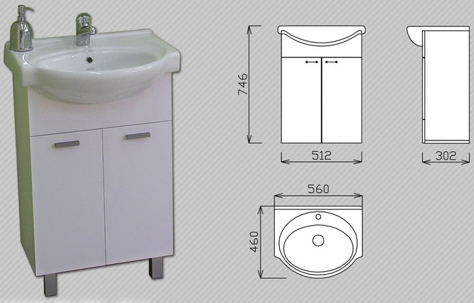Ormarić za Kupatilo Sa Lavaboom K 550 D - dodatni pogled