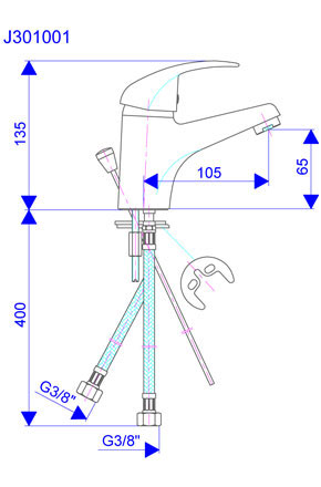Rosan baterija za lavabo J301001 - dodatni pogled