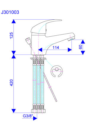 Rosan baterija za lavabo - 3 cevi J301003 - dodatni pogled