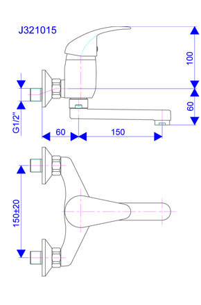 Baterija za sudoperu - lavabo, izliv 150 mm J321015 - dodatni pogled