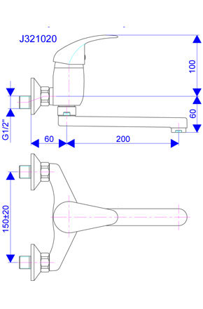 Baterija za sudoperu - lavabo, izliv 200 mm J321020 - dodatni pogled