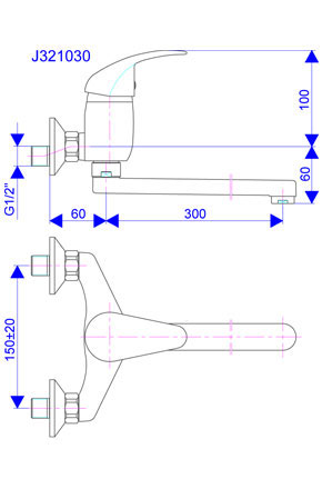 Baterija za sudoperu - lavabo, izliv 300mm J321030 - dodatni pogled