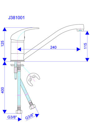 Baterija za sudoperu - 2 cevi  J381001 - dodatni pogled