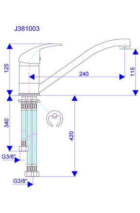 Baterija za sudoperu - 3 cevi  J381003 - dodatni pogled