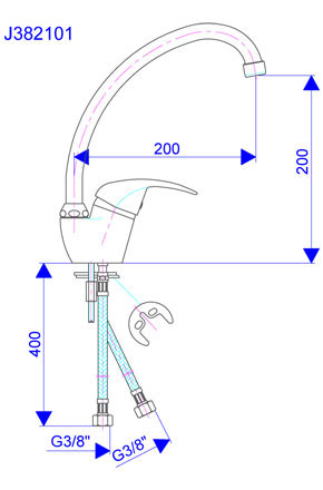Baterija - 2 cevi cevni izliv 200mm (fi18 mm) J382101 - dodatni pogled
