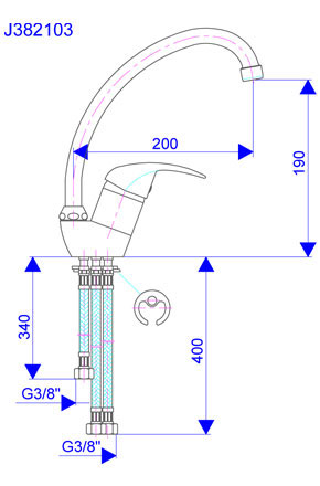 Baterija - 3 cevi cevni izliv 200mm (fi 18 mm) J382103 - dodatni pogled