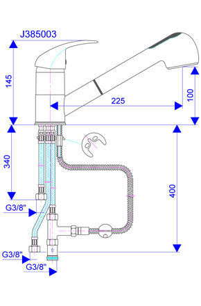 King baterija sa tušem za ispiranje, 3 cevi J385003 - dodatni pogled