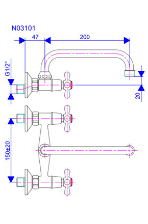 Zidna baterija Nostalgija N03101 - gornji izliv - dodatni pogled