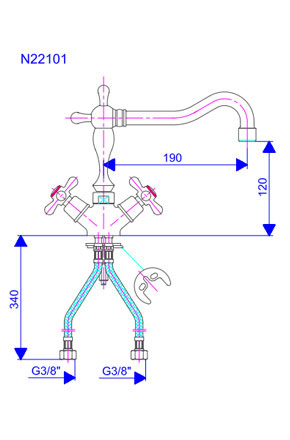 Nostalgija stojeća baterija sa pokretnim ROMA izlivom N22101 - dodatni pogled