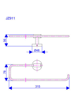 Zerro držač rolo papira - ubrusa 315mm JZ911 - dodatni pogled