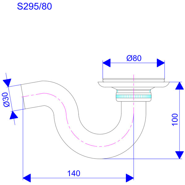 Sifon za tuš kadu 80mm 5/4in S295-80 - dodatni pogled