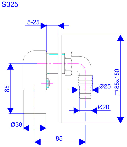 Sifon za veš mašinu S-325 - dodatni pogled