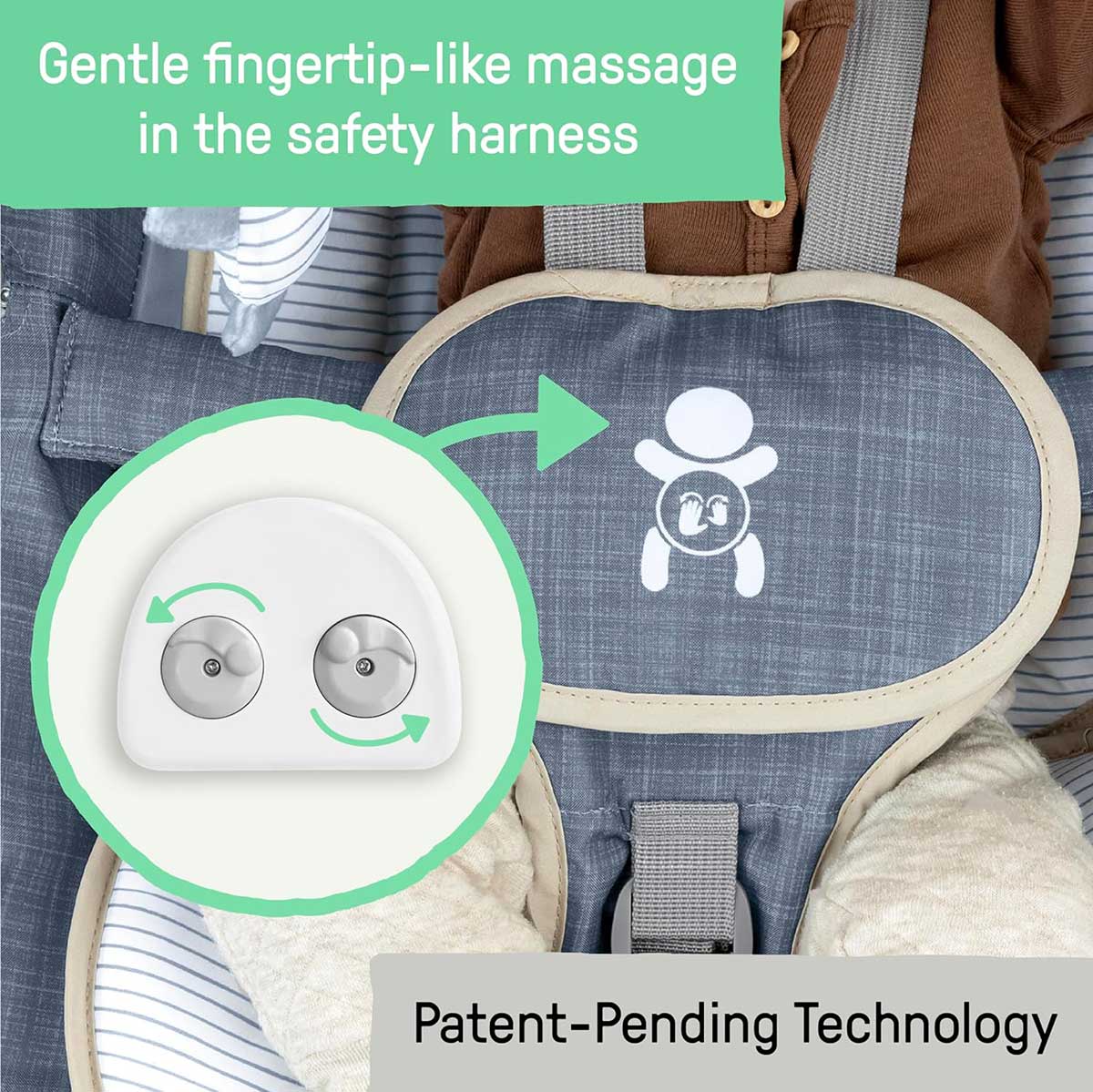 Ingenuity™ Ležaljka za bebe sa vibracijom, melodijama i masažom Happy Belly Chambray 16854 - dodatni pogled