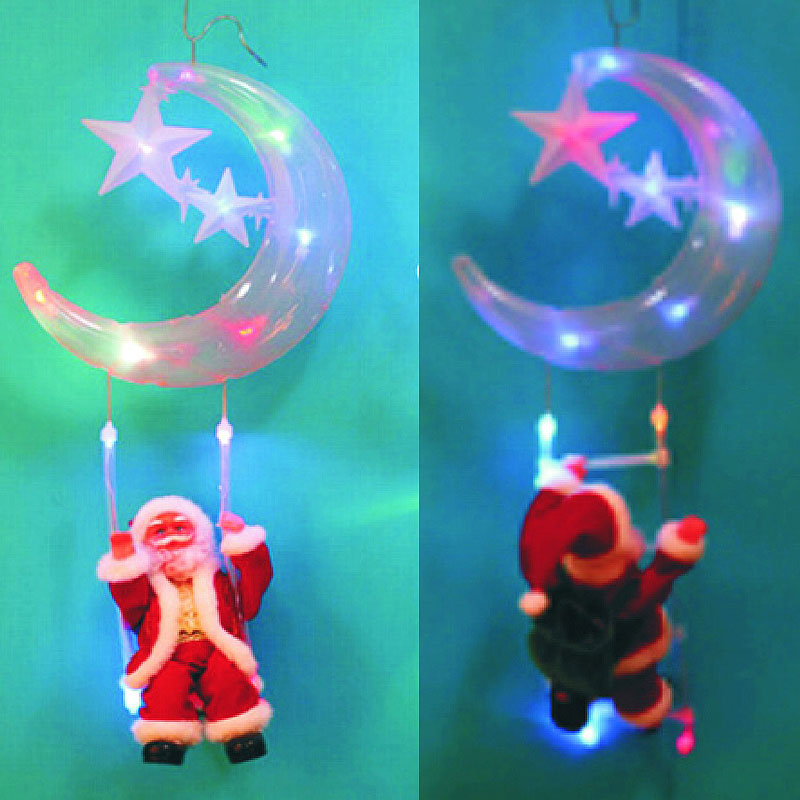 Novogodišnji Svetleći Ukras sa LED Sijalicama Deda Mraz Sa Zvezdama, Mesecom i Merdevinama 41-876 - dodatni pogled