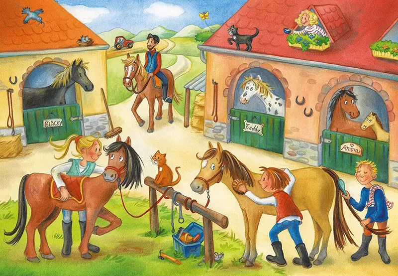 Ravensburger Puzzle slagalice 2x12 delova Srećni dani u štalama 05178
