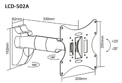TV Nosač Bracket LCD-502A 17-37 inča crni - dodatni pogled