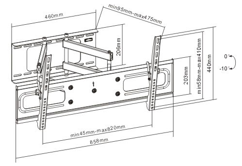 Zglobni Nosač Za Televizor Bracket PA-948 37-63 inča crni - dodatni pogled