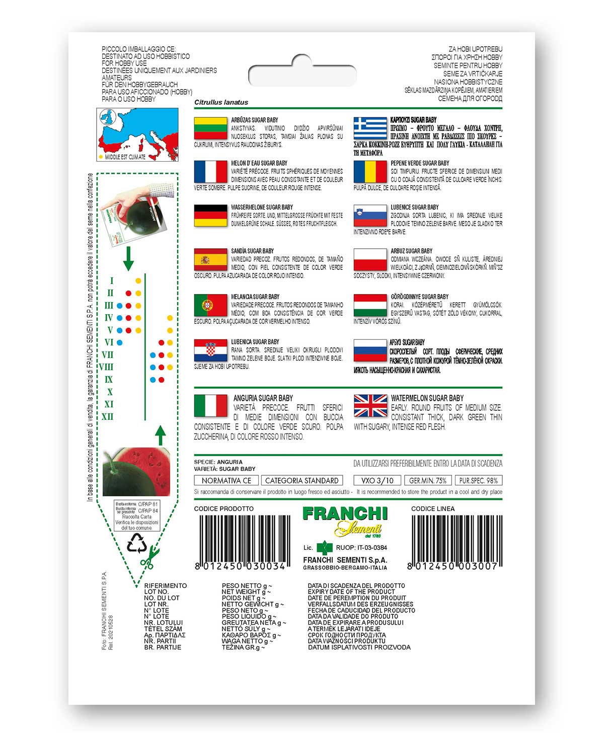 Lubenica Sugar baby seme 10 kesica Franchi Sementi Virimax - dodatni pogled