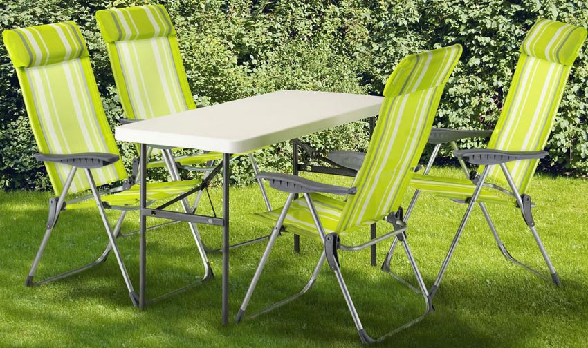 Baštenska - Kamperska Garnitura Plant Green - 4 Sklopive podešavajuće stolice + Sto - dodatni pogled