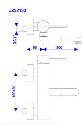 Rosan Zerro baterija za sudoperu-lavabo izliv 300 mm JZ32130 - dodatni pogled