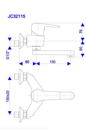 Rosan baterija za sudoperu - lavabo izliv 150 mm JC32115 - dodatni pogled