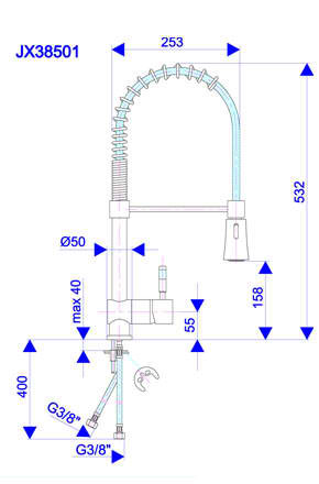 Rosan Xenon visoka baterija sa opružnom zaštitom izvlačnog creva JX38501 - dodatni pogled
