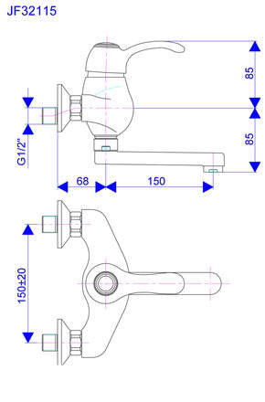 Rosan Jaffar baterija za sudoperu - lavabo izliv 150 mm JF32115  - dodatni pogled